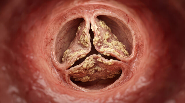 Aortic valve calcification causes aortic stenosis, heart valve disease that affects blood flow and is critical focus in cardiology for diagnosis and treatment