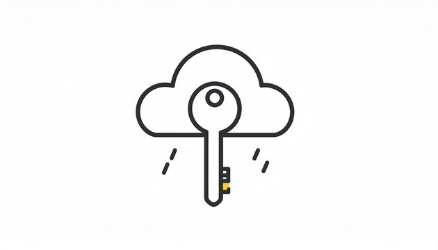 A minimalist line art icon depicts a key integrated into the shape of a cloud.