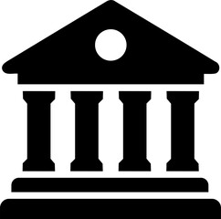 Black bank building icon with pillars and pediment © MdAbulBasar