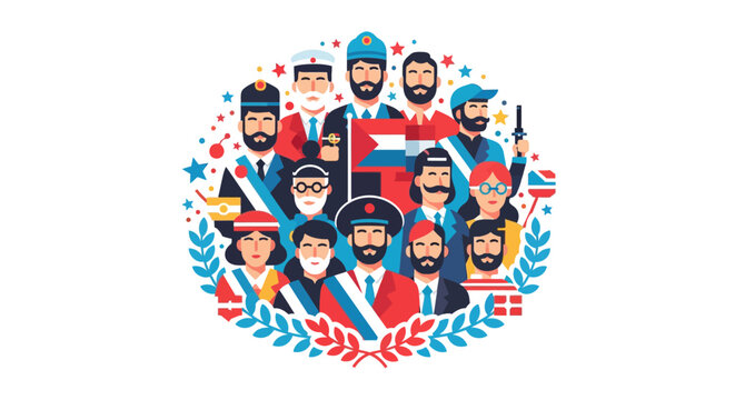 Diverse group of people illustration faces.