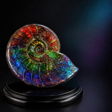 Opalized Ammonite Fossil With Iridescent Spiral Shell