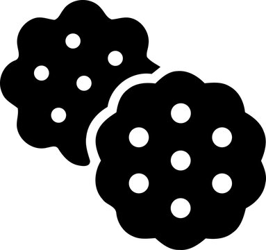 Two round chocolate cookies icon with holes
