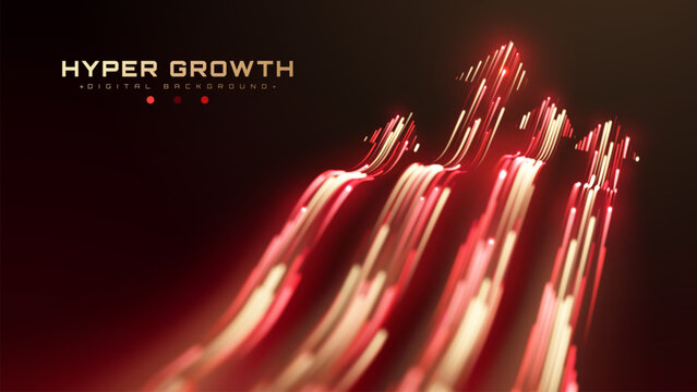 Premium Red And Gold Glowing Blur Motion Arrow Up Perspective Graphic Builds Luxury Business Hyper Growth Idea Showing Successful Financial Asset Strategy.