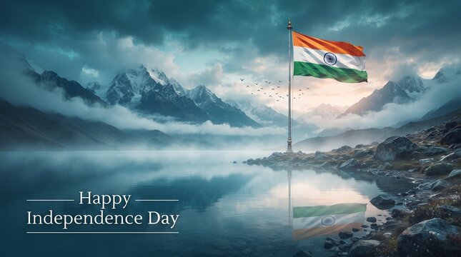 Independence day concept : indian flag over sky background