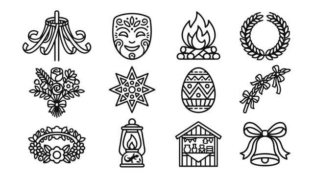 Slovak minimal line art pictogram icons collection