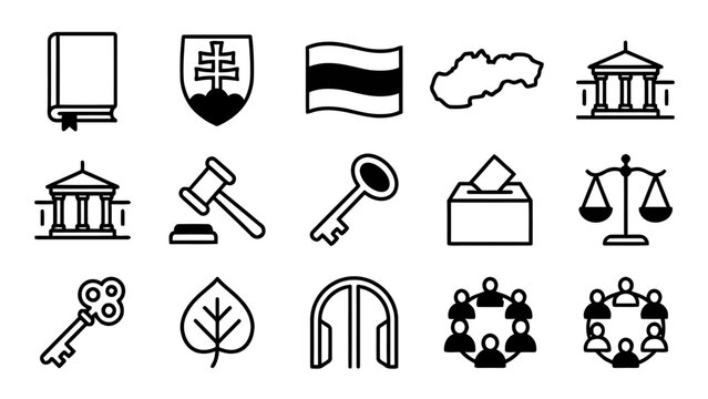 Slovak minimal line art pictogram icons collection