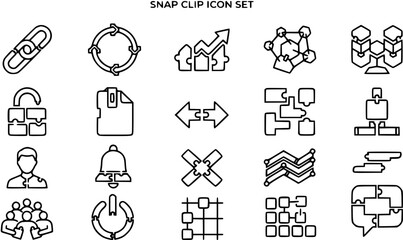 Fototapeta premium Black and White Line Art Icons Set - Technology and Business Concepts