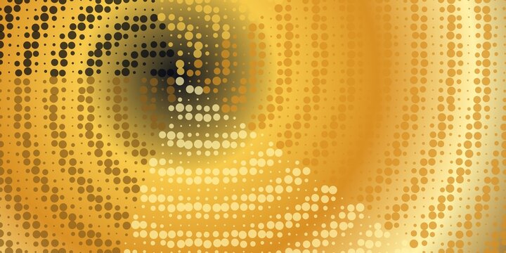 Abstract gold background featuring swirling halftone dot pattern for luxury wallpaper.