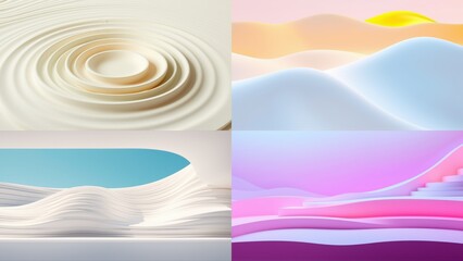 Obraz premium Abstract backgrounds, soft colors, layered forms. Minimalist design, gentle curves, smooth textures, modern aesthetic.