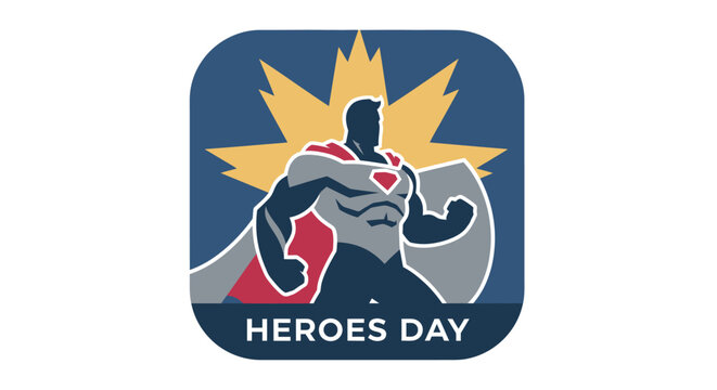 Heroes Day muscular flexed arm logo.