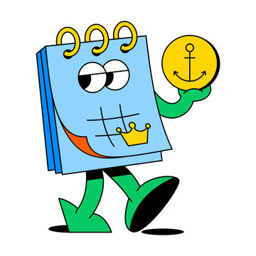Calendar character with happy user symbols representing continued customer retention. 
