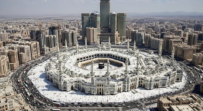 Masjid al haram mecca saudi arabia aerial view
