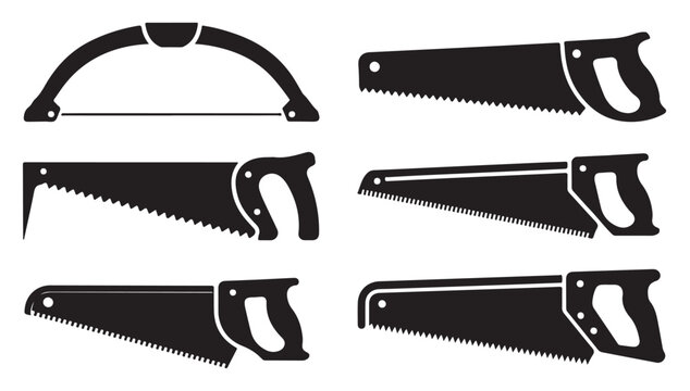 Handsaw collection featuring different blade shapes for woodworking and carpentry projects.