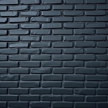 Section of black painted brick wall with traditional horizontal pattern even texture and matte finish, facade, texture