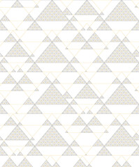 Fototapeta premium Seamless sophisticated white and gold abstract texture with high-quality elegant intricate layered geometric triangle mountain pattern