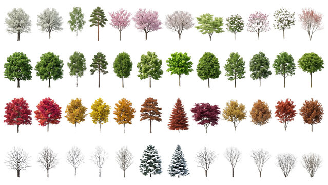 Seasonal Tree Elevation Collection PNG - isolated on transparent background