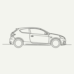 Fototapeta premium Minimalist contour drawing of a sports car