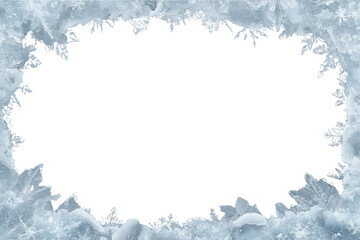 Obraz premium Frozen ice crystals forming an irregular winter border, creating a transparent frame for cold season designs