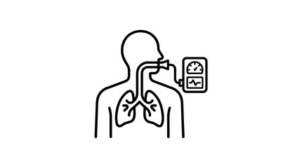 Fototapeta premium Medical illustration of respiratory system with ventilator & monitor
