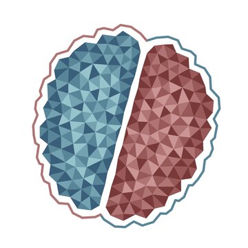 The red and blue geometric brain symbol. 

