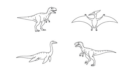 Dinosaur outline illustrations for coloring book pages. © ombg