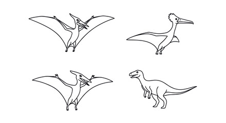 Pterosaur and flying dinosaur outline drawings. © ombg