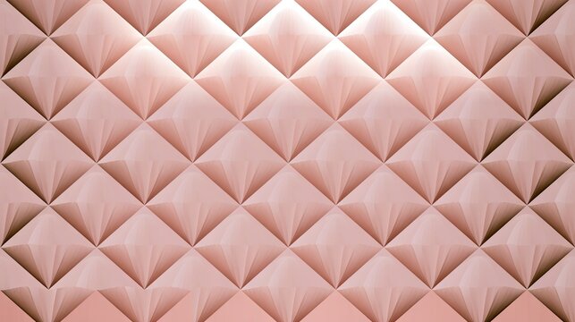 Rose gold geometric quilted wall texture.