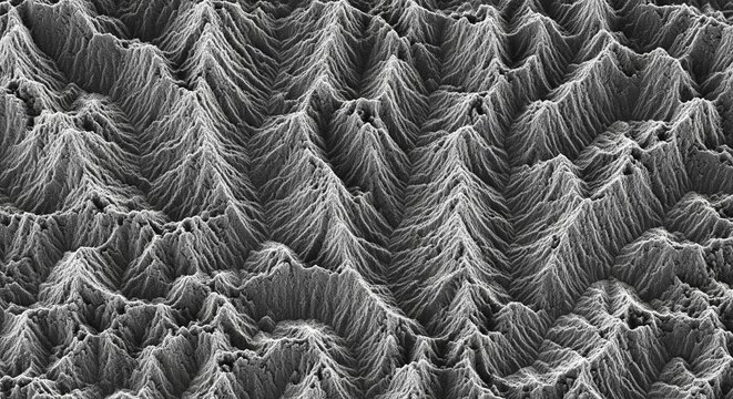 Intricate microscopic surface texture resembling layered organic or synthetic material under high magnification