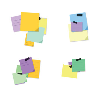Bright adhesive note clusters for office task management with reminder stationery adhesive