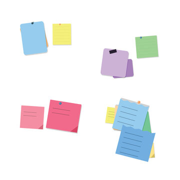 Professional vector set of sticky notes and paper reminders for organizational display