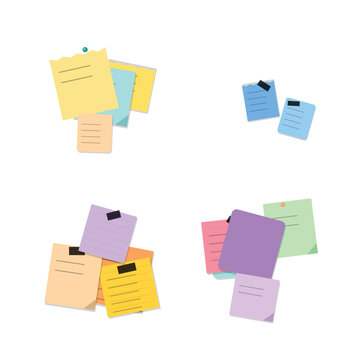 Assorted collection of sticky memo pads and adhesive notes with adhesive reminder stationery