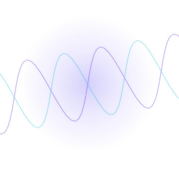 Neon sine wave illustration isolated on transparent background digital art for science and technology projects