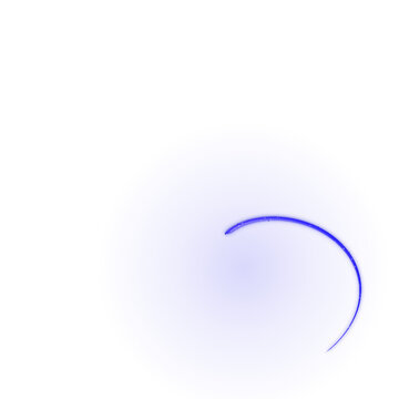 Glowing blue arc isolated on transparent background digital light effect for graphic design and compositing
