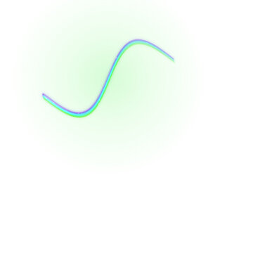 Neon blue s curve light trail isolated on transparent background. PNG file