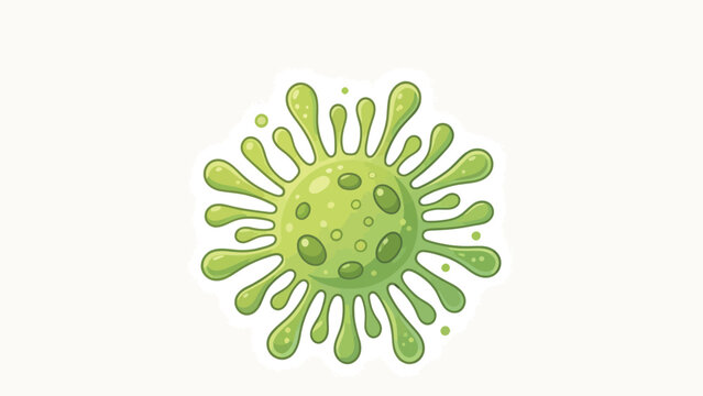 Stylized cartoon green virus or bacteria with spiky protrusions and glossy texture, isolated on