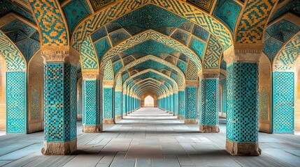 Obraz premium Islamic mosque, ornate, teal & gold
