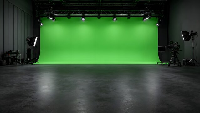 Green Screen Studio with Professional Lighting Setup