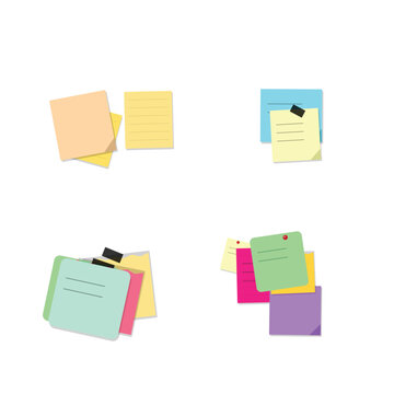 Collection of adhesive memo notes and colorful paper pads with reminder stationery adhesive