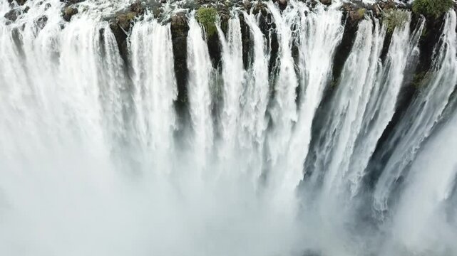 Aerial view of Victoria Falls on the border of Zimbabwe and Zambia