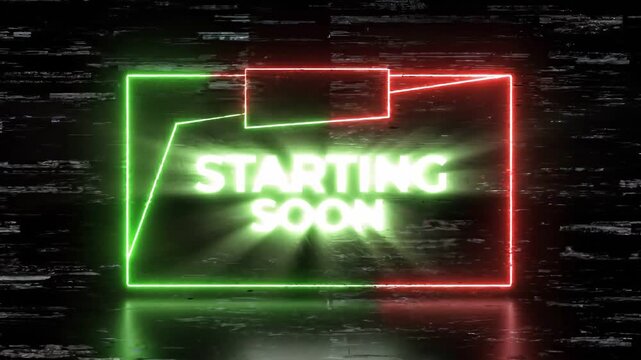 Starting Soon Neon Motion Graphic Frame for Live Streaming Intro