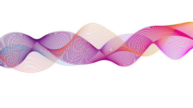 Vibrant Abstract Wave Line Background with Colorful Gradient Curves on White. Modern Multicolor Flowing Line Pattern with Dynamic Abstract Wave Design.