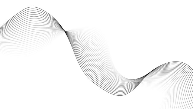 Minimal Abstract Wave Line Background with Elegant Flowing Curves on White. Modern Monochrome Line Wave Abstract Background for Luxury Branding Design.