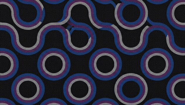 A vibrant and colorful abstract pattern of interconnected circles on a black background