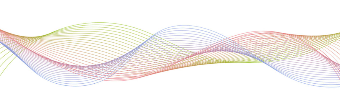 Colorful Abstract Wave Line Background with Smooth Gradient Flow on White. Modern Rainbow Gradient Line Wave Pattern for Minimal Abstract Design.