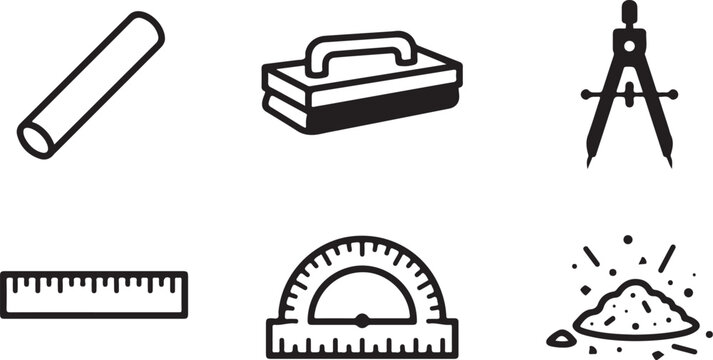 Black and white set of classic drafting and measuring tools icon Vector