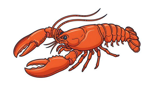 Detailed vector illustration of a red lobster with large claws, isolated on a white background