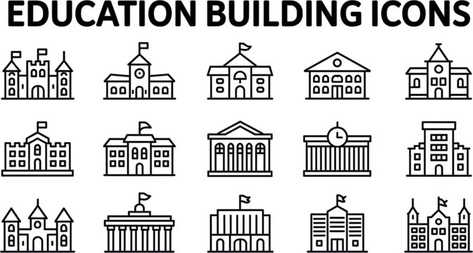  School supplies vector set with flat design student yellow backpack stack of notebooks and graduation cap clipart