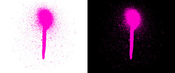 Neon pink spray paint drip, vibrant graffiti splatter on white and black background, urban street art texture with dripping paint effect © Mehnaz
