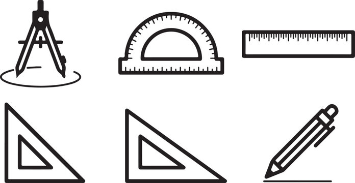 Set of classic drafting and drawing tools illustration Vector