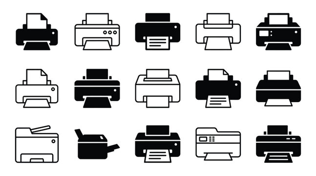 Set of printer icons, vector illustration